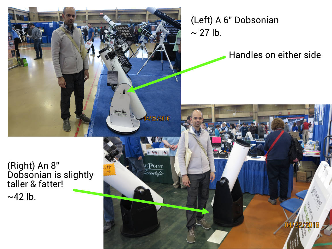 6" and 8" Dobsonian telescopes at the North East Astronomy Forum 2018.